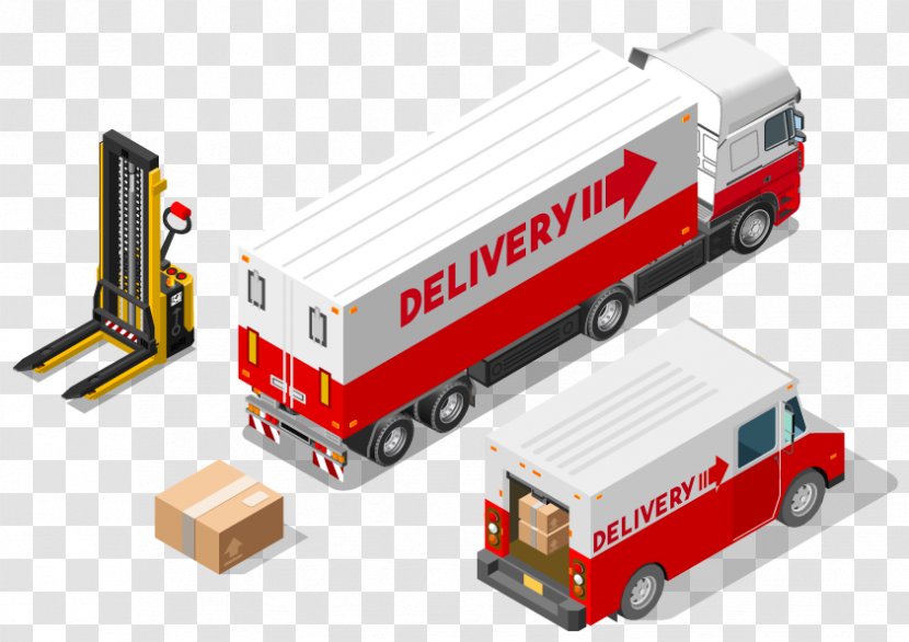 Car Motor Vehicle Intermodal Container Truck - Mode Of Transport - Flat Transparent PNG