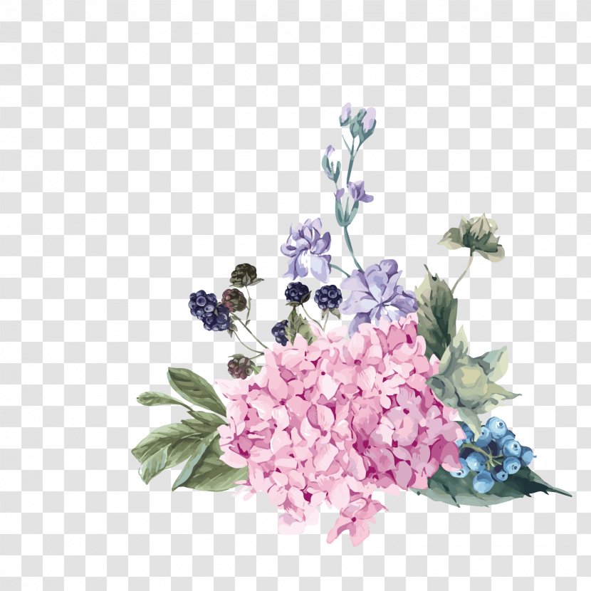 Hydrangea Flower Royalty-free Illustration - Watercolor Painting - Hand-painted Flowers Free To Pull Transparent PNG
