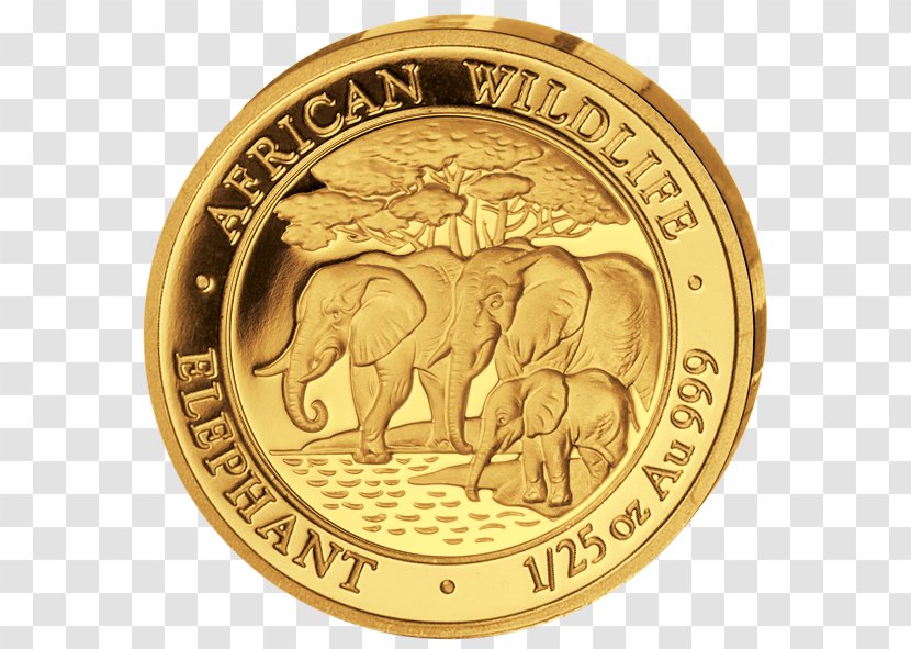 Somalia Bullion Coin Gold Silver African Elephant - Proof Coinage Transparent PNG