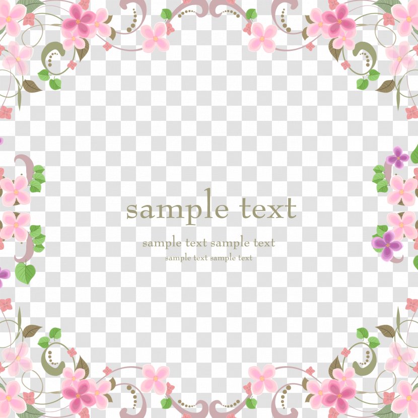 Vector Pink Flowers Border Material - Petal - Point Transparent PNG