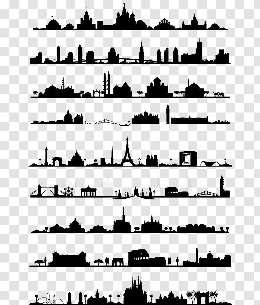 Silhouette Skyline - Watercolor - 4.9 Global Tourism City Transparent PNG