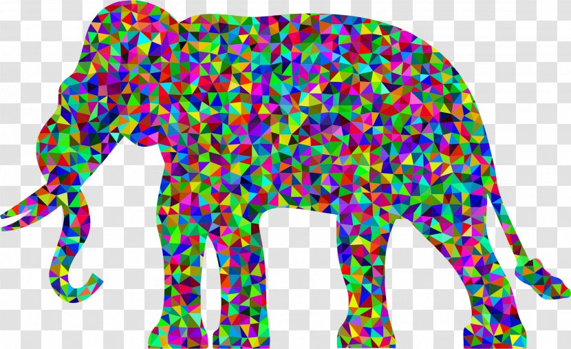 Asian Elephant Clip Art - Low Poly Transparent PNG