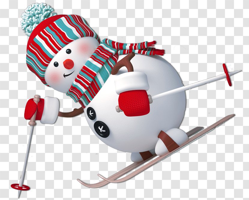 Snowman Skiing Winter Sport Christmas - Ornament Transparent PNG