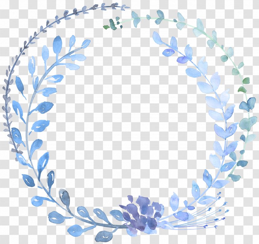 Watercolour Flowers Watercolor Painting Wreath Blue - Hand-painted Garland Transparent PNG