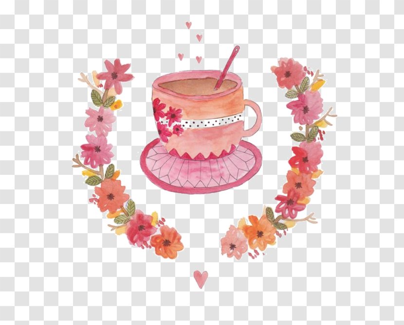 Love Feeling Joy Phrase - Torte - Cartoon Watercolor Coffee Cup Transparent PNG