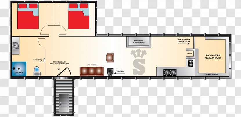 Floor Plan Bunker Room House Storm Cellar - Bedroom Transparent PNG