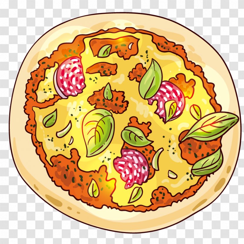 Hawaiian Pizza Italian Cuisine Ham Fast Food - Vector Clip Meat Pancake Transparent PNG
