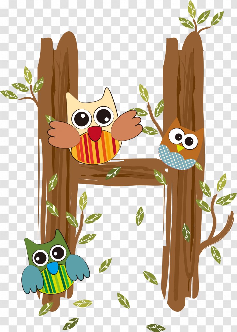 Owl Vector Graphics Illustration Image Art - Letter - In Tree Transparent PNG
