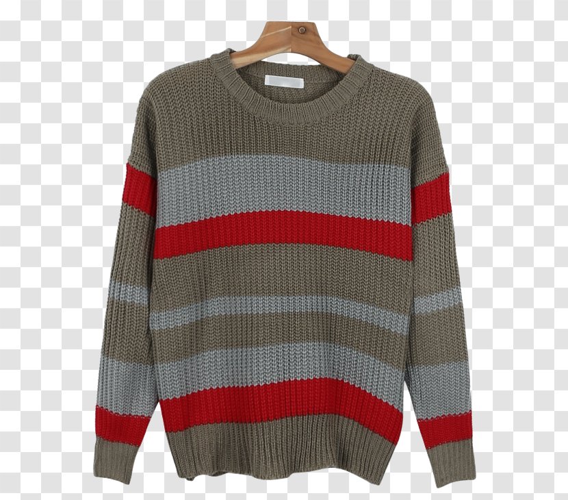 Tartan Sweater Maroon Neck - Colored Stripes Transparent PNG