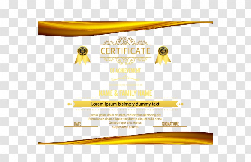 Yellow Brand Font - Gold Border Certificate Transparent PNG