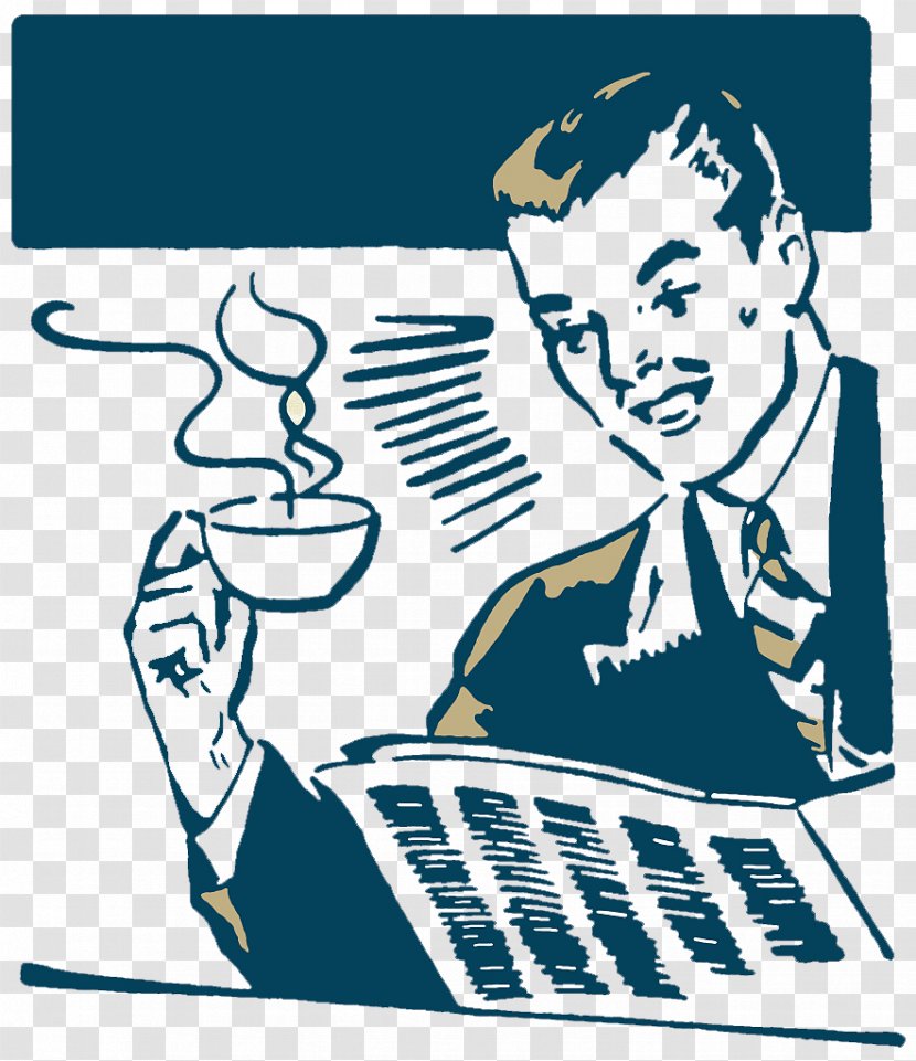 Coffee Graphic Design Clip Art - Cartoon - A Retro Illustrator; And Newspaper Business People Transparent PNG