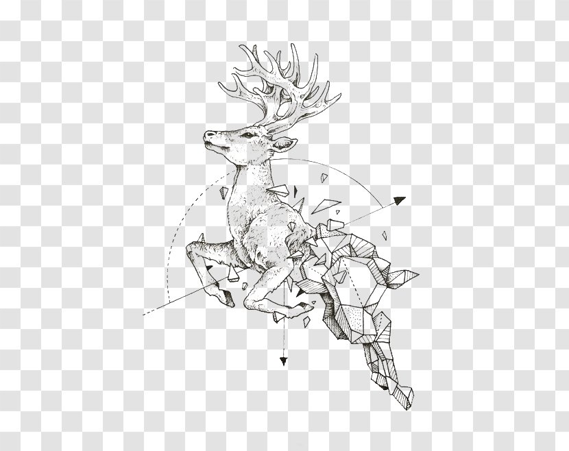 Deer Lead Paint - Monochrome - Jumping Transparent PNG