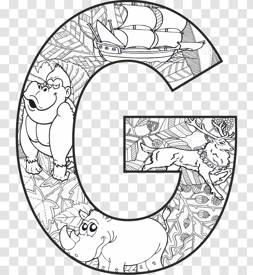 Coloring Book Letter Mandala Drawing - Black And White - B Transparent PNG