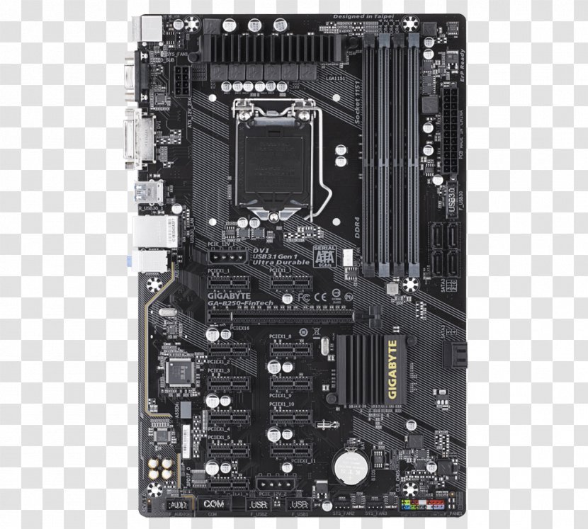 GIGABYTE GA-B250-FINTECH LGA1151/ Intel B250/ DDR4/ SATA3&USB3.1/ A&Gb Motherboard LGA 1151 B250-FINTECH Mining - Core I5 Transparent PNG