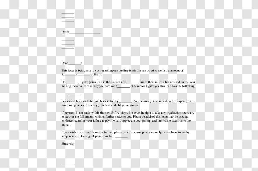 Demand Letter Money Template Promissory Note - Lawyer Transparent PNG