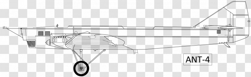 Tupolev TB-1 Airplane Monoplane Bomber - Line Art Transparent PNG