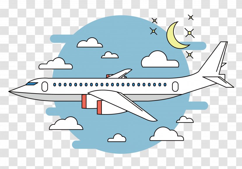 Airplane Flight Cartoon - Aircraft - Vector Night Sky Flying White Plane Transparent PNG