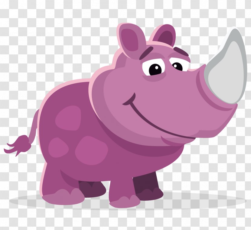 Rhinoceros Hippopotamus Clip Art - Cartoon - Purple Rhino Cliparts Transparent PNG