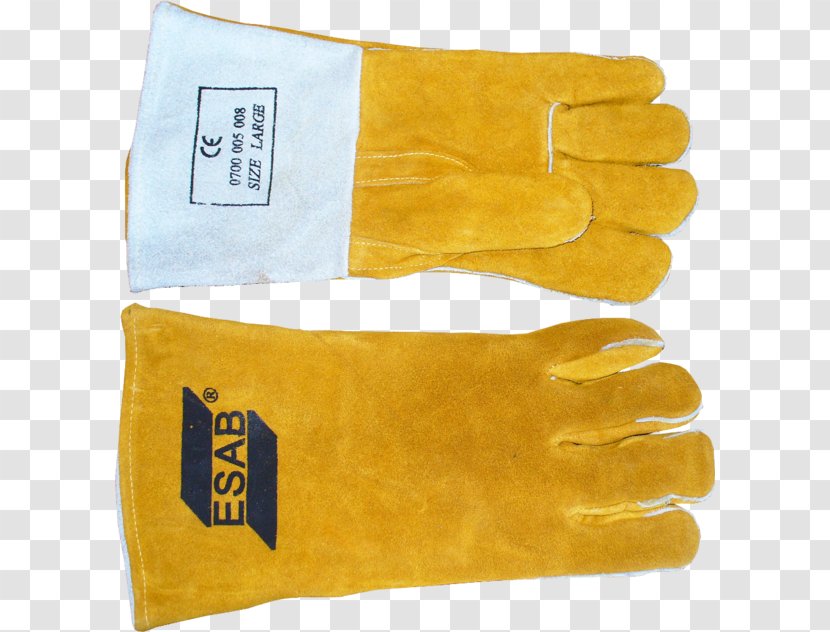 Glove Gas Tungsten Arc Welding ESAB Leather - Yellow - Mig 21 Transparent PNG