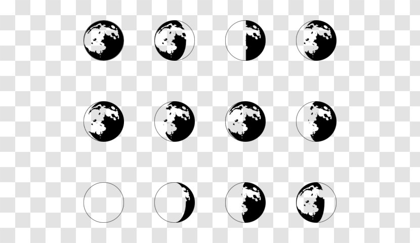 Circle Point Body Jewellery Font - Black And White - Lunar Phases Transparent PNG