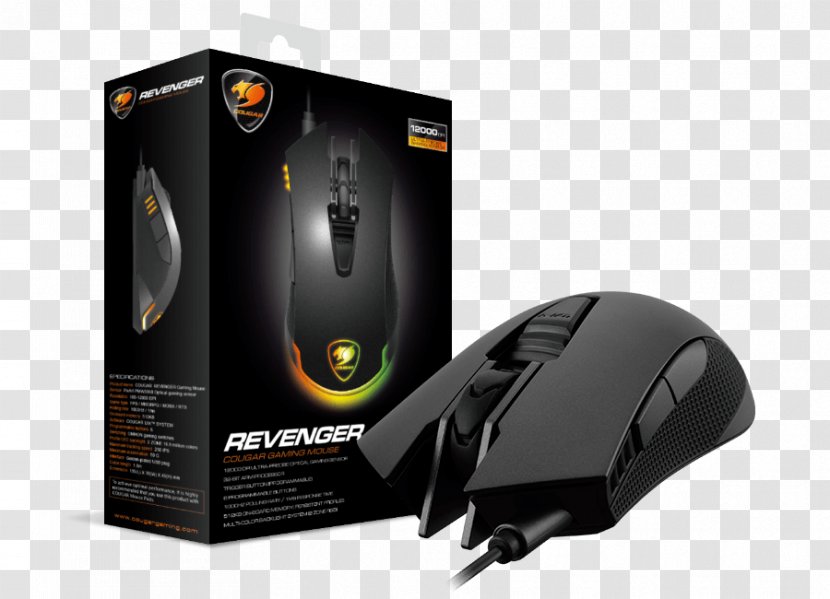 Computer Mouse COUGAR Revenger 12000 DPI High Performance RGB Pro PFS Gaming Optical Mats - Hardware Transparent PNG