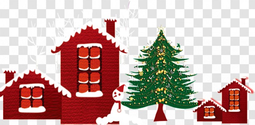 Christmas Tree House Snowman - Holiday - Cartoon Housing Transparent PNG