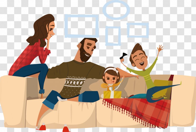 Child Home Illustration - Sofa Happy Family Poster Elements Transparent PNG