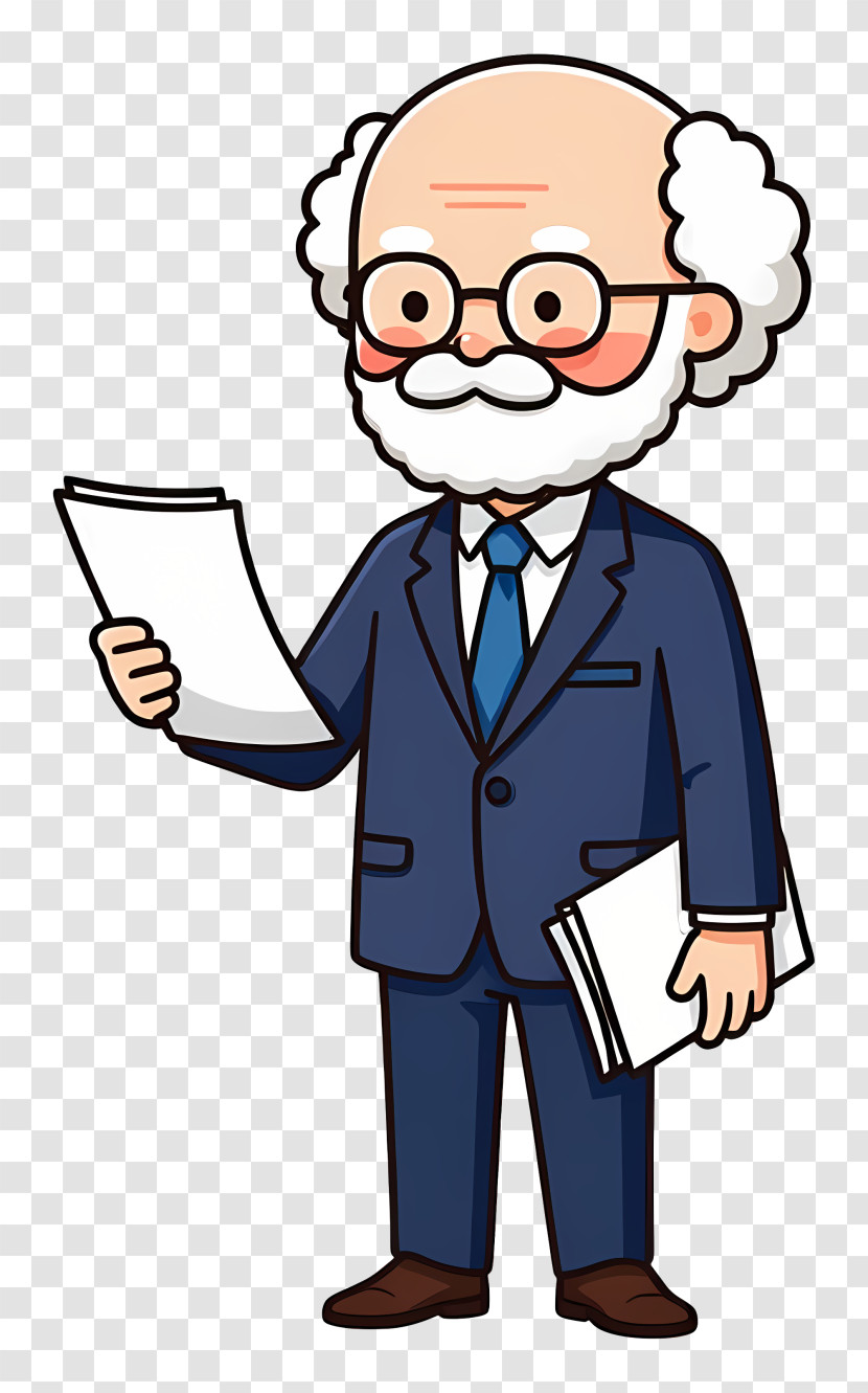 Elderly Professor Holding Papers Transparent PNG