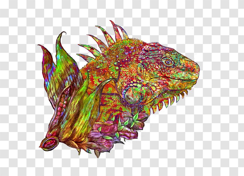 Painting Common Iguanas Black Hawk Work Of Art - Organism - Slice Fine Graphics Health Transparent PNG