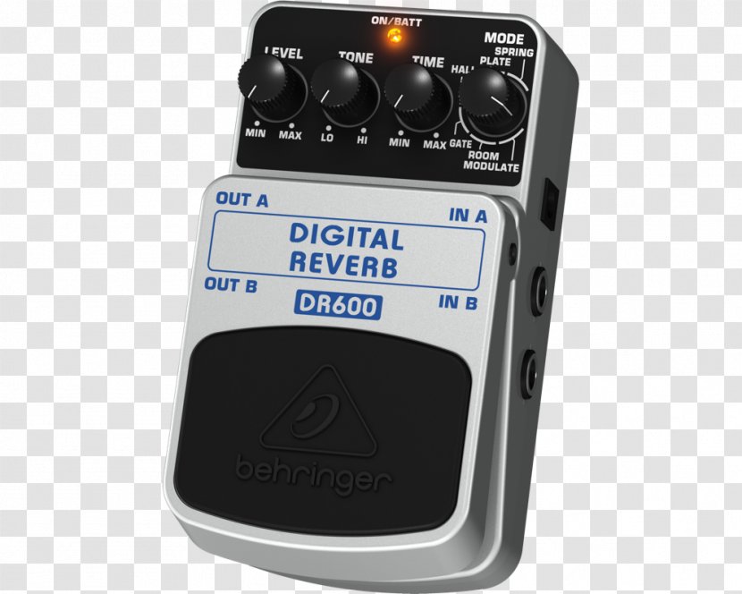 Audio Effects Processors & Pedals BEHRINGER DIGITAL REVERB DR600 Reverberation Delay - Silhouette - Electric Guitar Transparent PNG