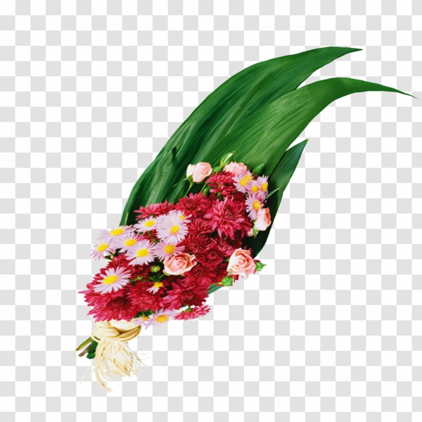 Floral Design Flower Bouquet Cut Flowers Chrysanthemum Nosegay - Gerbera - Beam To Pull Material Free Transparent PNG