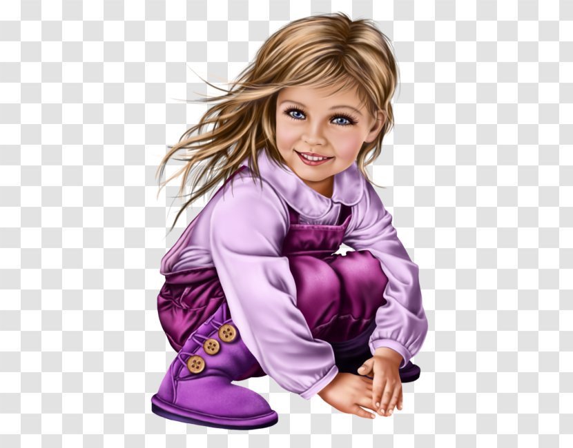 Girl Cartoon - Smile - Kneeling Gesture Transparent PNG