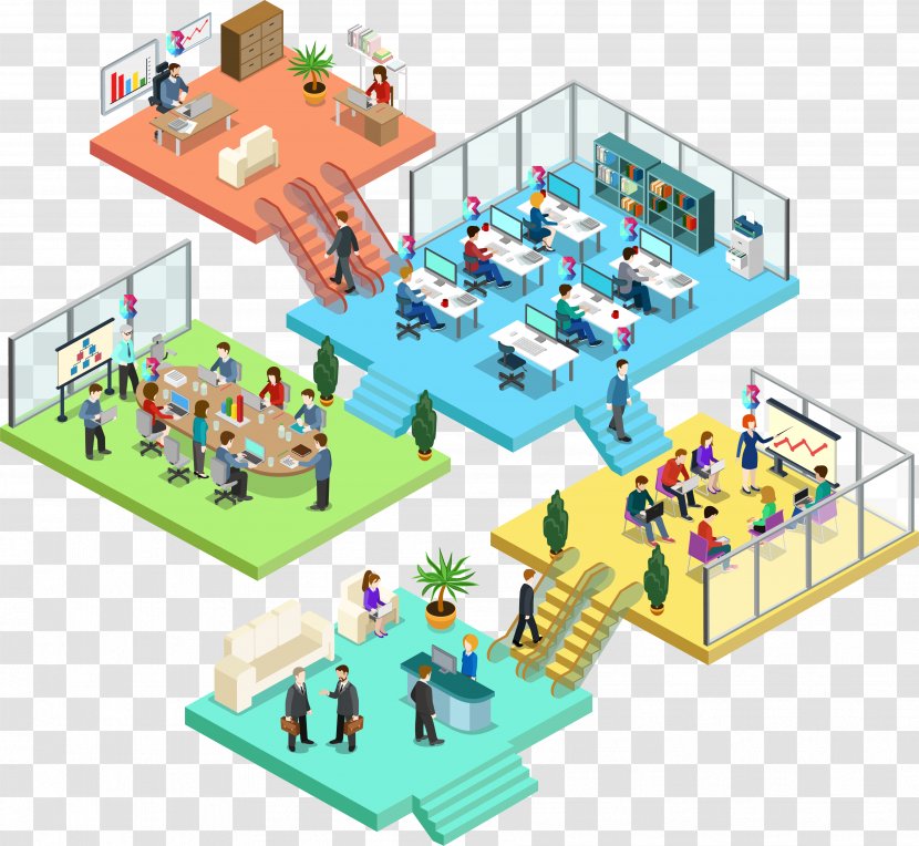 Isometric Projection Room Management - Infographic - Call Center Transparent PNG
