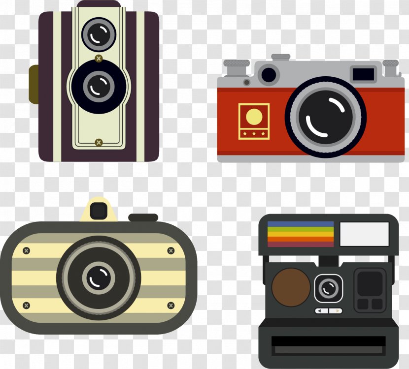 Instant Camera Photography - Cameras Optics - Vector Hand-painted Vintage Transparent PNG
