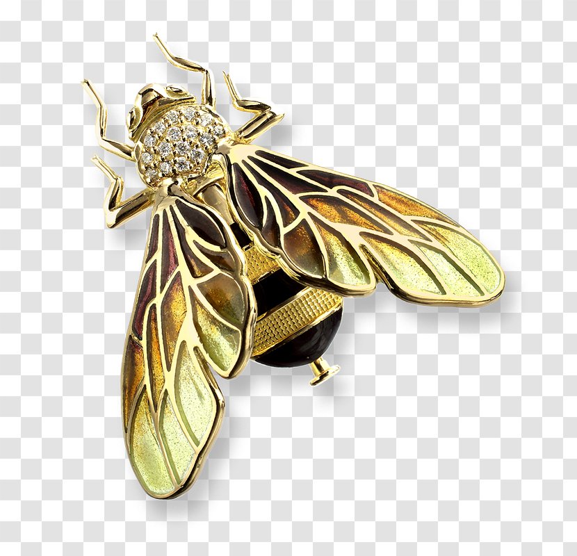 Bee Brooch Insect Earring Jewellery - Leaf Flower Transparent PNG