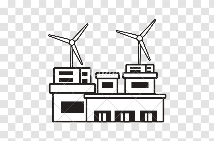 Wind Turbine Energy Power - Black And White Transparent PNG