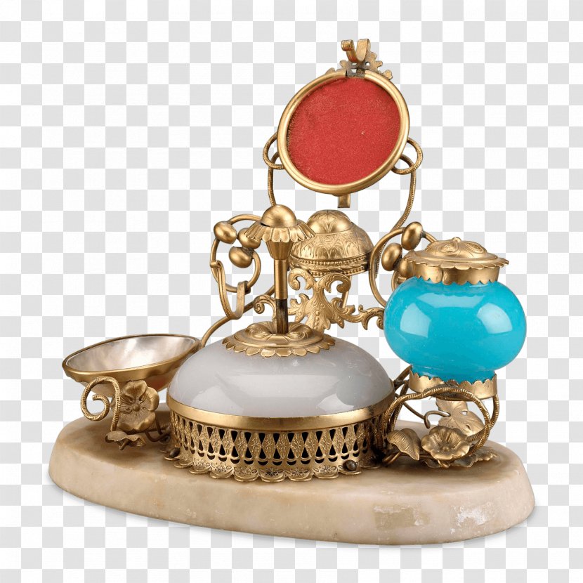 Brass Opaline Glass Inkwell Silver - Metal Transparent PNG