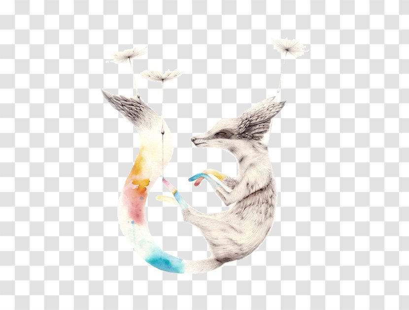 Watercolor Painting Illustrator Illustration - Pencil - Hand Colored Fox Transparent PNG