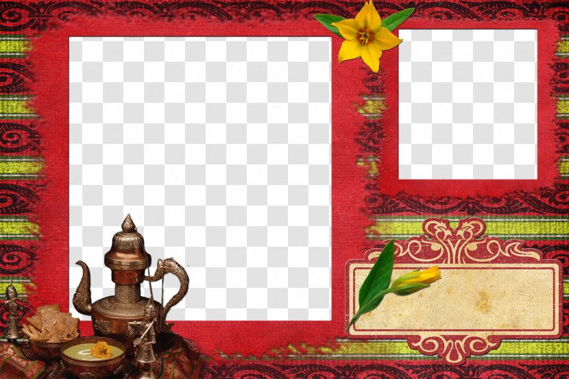 Picture Frame Red Pattern - Designer - Border Retro Transparent PNG