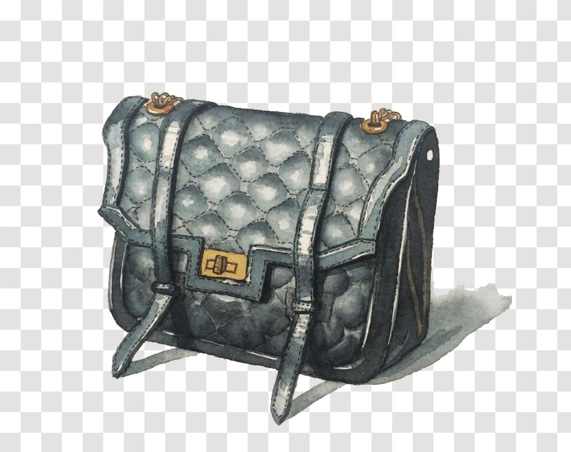 Handbag Watercolor Painting - Black Bag Transparent PNG