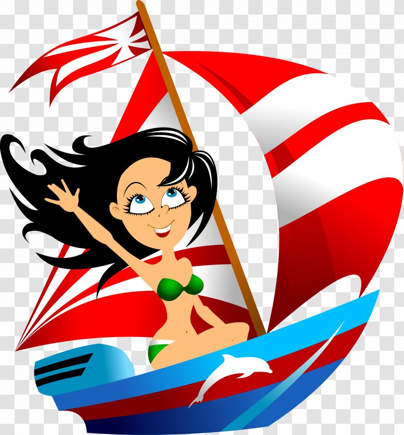 Clip Art - Cartoon - Sailor Boat Transparent PNG