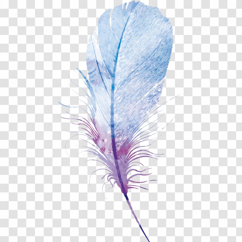 Bird Feather Watercolor Painting Canvas - Art - Beautiful Hand-painted Single Transparent PNG