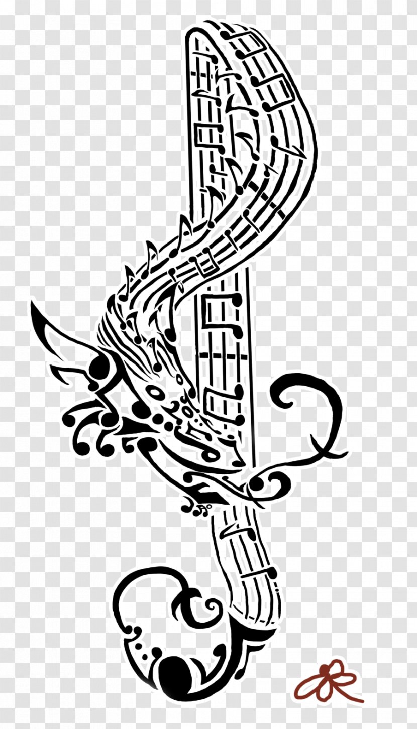 Tattoo Musical Note Art Flash - Heart - Treble Clef Transparent PNG