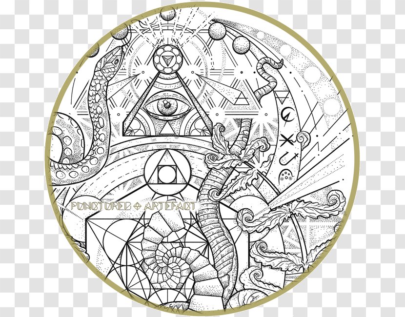 Metatron Visual Arts Sacred Geometry - Overlapping Circles Grid - Ink Element Transparent PNG