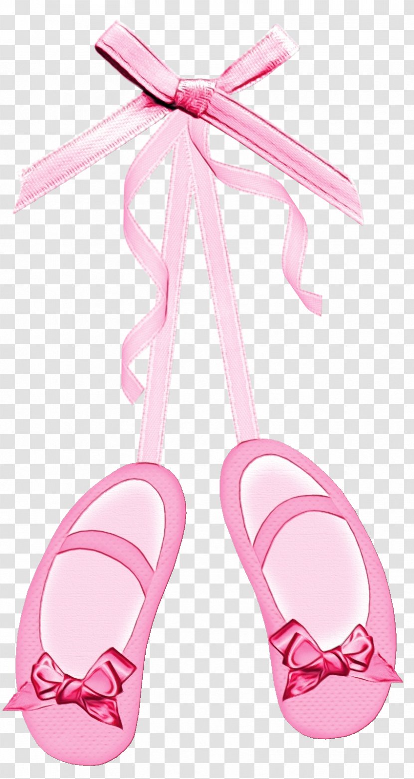 Pink Footwear Ribbon Shoe - Watercolor Transparent PNG