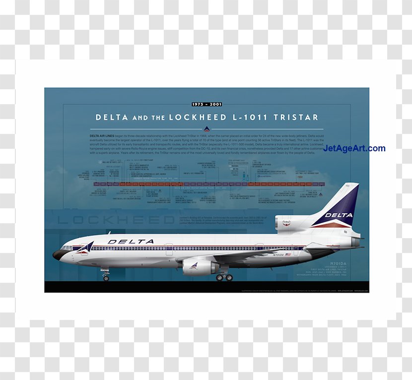 Lockheed L-1011 TriStar Narrow-body Aircraft Airline Delta Air Lines Wide-body - Sky Transparent PNG
