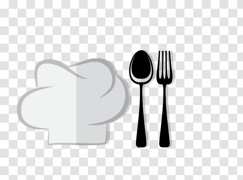 Spoon Cook - Black And White - Vector Chef Hat Transparent PNG