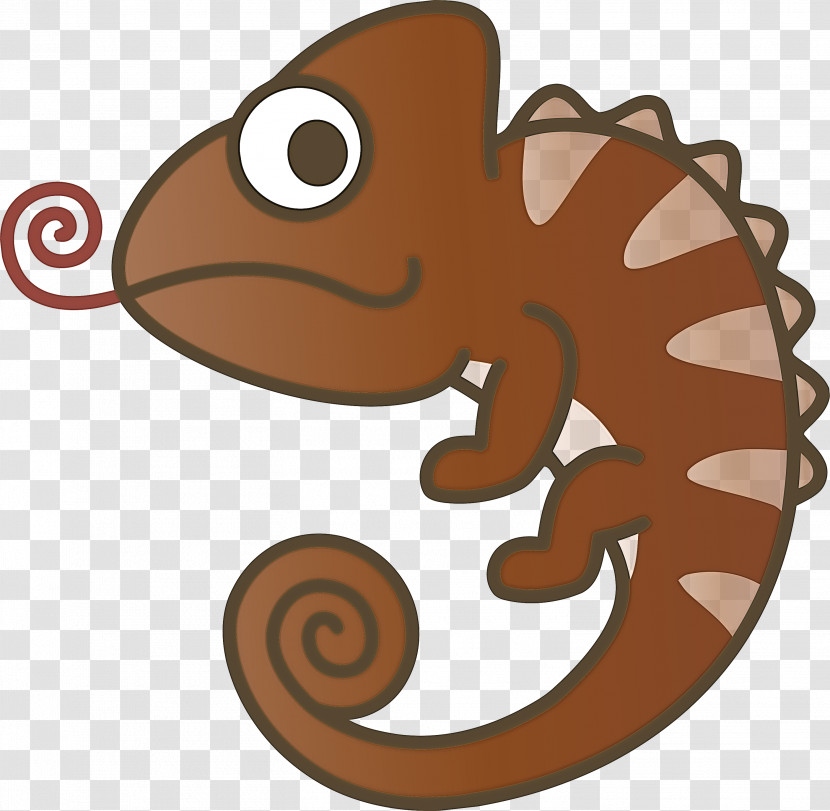 Cartoon Lizard Brown Chameleon Gecko Transparent PNG