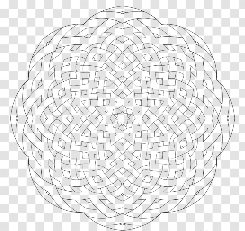 Coloring Book Mandala Adult - Labyrinth - Black And White Transparent PNG