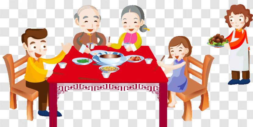 Chinese New Year Oudejaarsdag Van De Maankalender Years Eve Reunion Dinner - Free Cartoon Family Pull Material Transparent PNG
